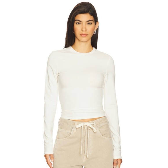 SKIMS Tops - SKIMS Bone Cotton Jersey Long Sleeve Tee T-Shirt XXS AP-TSH-0647